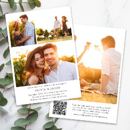 Minimalistisk fotokollage QR-kod Bröllop Inbjudningar