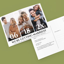 Minimalistisk fotokollage Spara datumvykortet Vykort