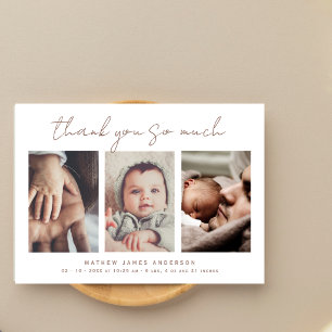 Minimalistisk fotokollage Tack Baby Shower Vykort