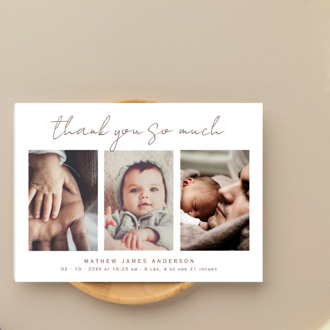Minimalistisk fotokollage Tack Baby Shower Vykort (Skapare uppladdad)