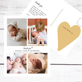 Minimalistisk fotokollage tackkort för baby shower vykort