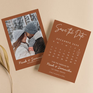 Minimalistisk fotomalenderBoho för modern bränd Or Spara Datumet
