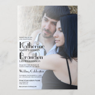 Minimalistisk fotoövertäckning Modern typografi Br Inbjudningar