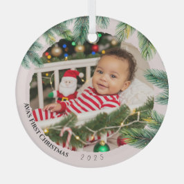Minimalistisk fotopatfärgning Baby Första jul Julgransdekoration