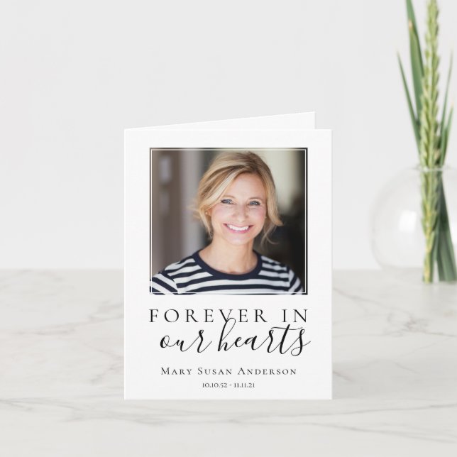 Minimalistisk fotosympati - begravning tack kort (Framsida)