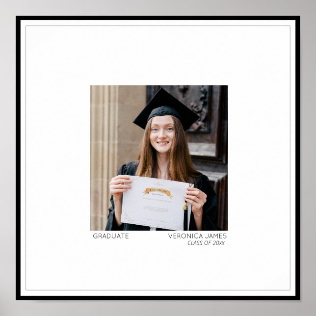 Minimalistisk fotot examen gäst signatur poster (Framsidan)