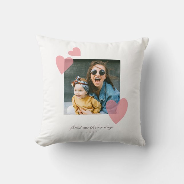 Minimalistisk fotoutgåva från första Mors dag med  Kudde (Framsida)