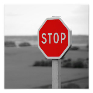Minimalistisk fotoutskrift av Red Stop Road-signat Fototryck
