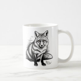 Minimalistisk Fox Line Art - Emotional Black Bläck Kaffemugg