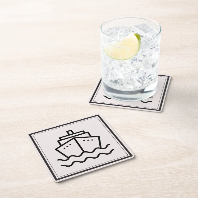 Minimalistisk Frakt i Elegant Framework Ocean Art Underlägg Papper Kvadrat (Insitu)