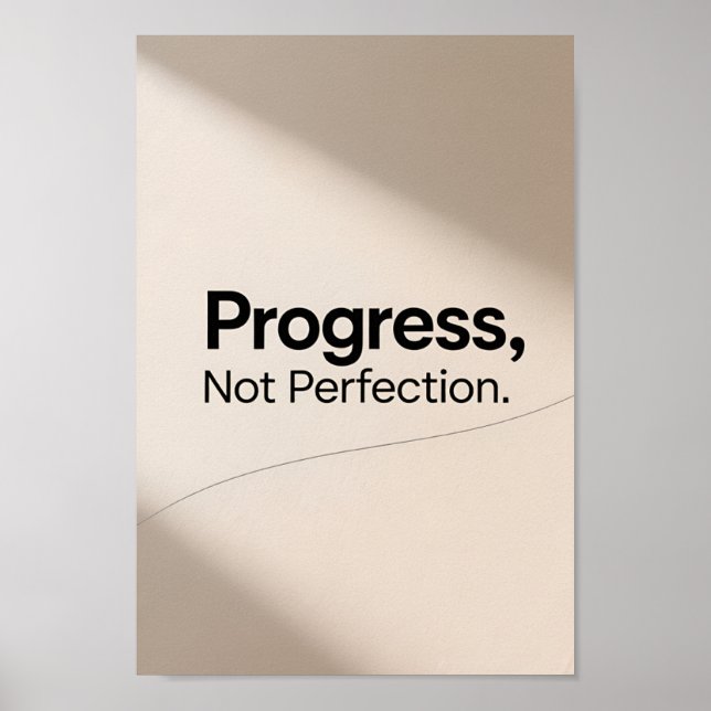 Minimalistisk Framsteg Inte Perfektion Motiverande Poster (Framsidan)