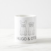 Minimalistisk fransk bulldog och mops med anpassat