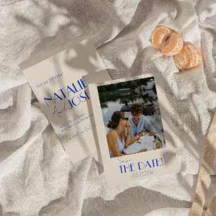 Minimalistisk Fransk Whimsical Retro Photo Bröllop Spara Datumet