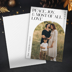 Minimalistisk Fred Glädje Kärlek Jul Familj Foto Julkort