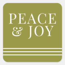 Minimalistisk fred och god Grönt Vit jul Fyrkantigt Klistermärke