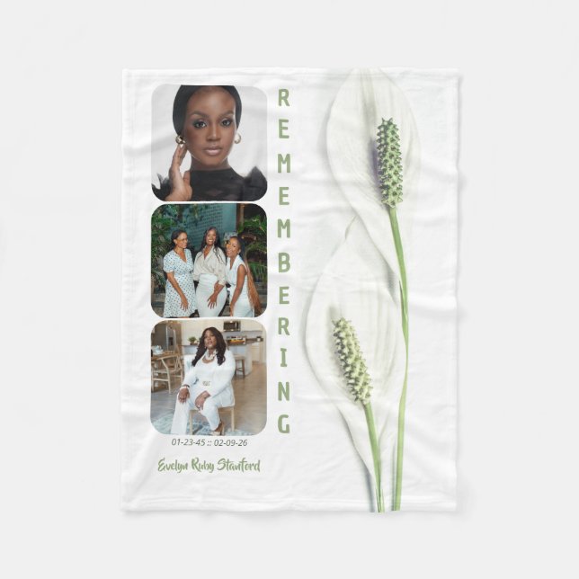 Minimalistisk Fredslilja-minnesmärke Fleecefilt (Framsidan)