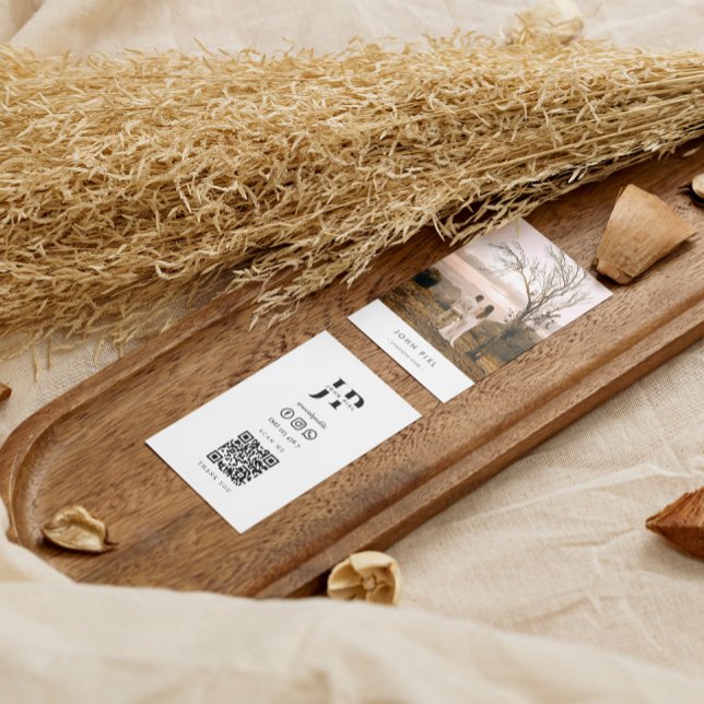 Minimalistisk Freelance Bröllop-fotoskrivare Qr Visitkort (Skapare uppladdad)