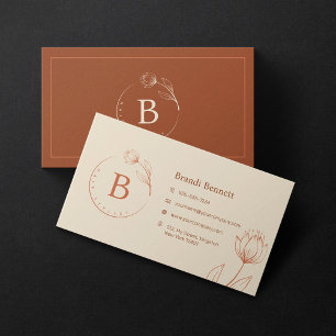 Minimalistisk frisör handritad blomster botanisk visitkort