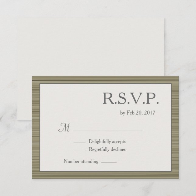 Minimalistisk, fryst osa av oliv grönt grått rand inbjudningar (Fram/baksida)