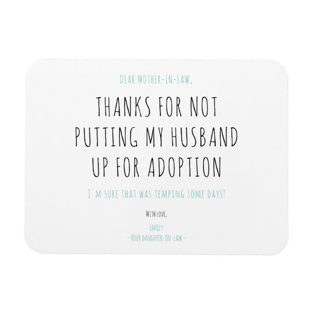 Minimalistisk, funny handskriftsoffert Mor-in-law Magnet (Horisontell)