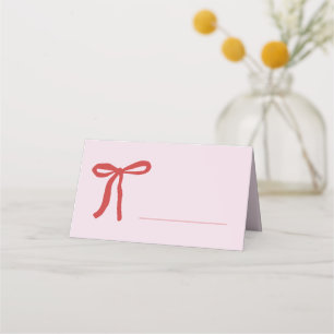 Minimalistisk fyllning av rosa Red Bow Placeringskort