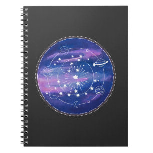 Minimalistisk galax-måndesign Kosmisk estetisk k Anteckningsbok