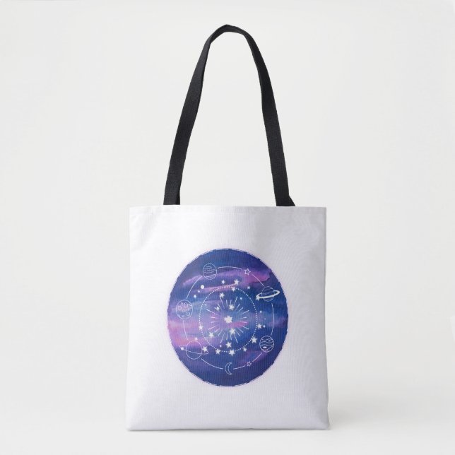 Minimalistisk galax månedesign | Kosmisk estetisk  Tygkasse (Framsida)