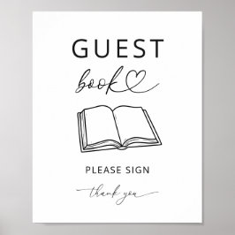 Minimalistisk gästbokskylt Bebisens kalas Poster