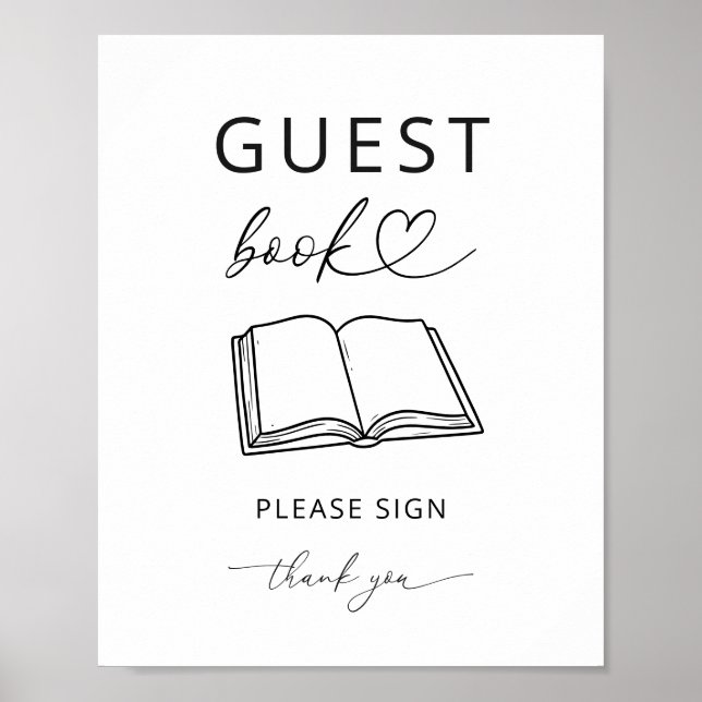 Minimalistisk gästbokskylt Bebisens kalas Poster (Framsidan)