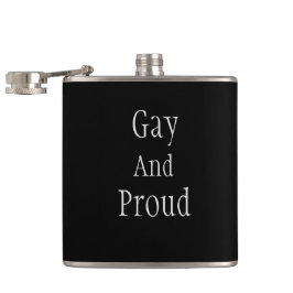 Minimalistisk ’Gay and Proud’> Gay Hip Flasks Fickplunta