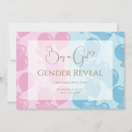 Minimalistisk Gender av rosa och blått Guld Inbjudningar