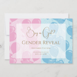 Minimalistisk Gender av rosa och blått Guld Inbjudningar