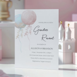Minimalistisk Gender för rosa och blått ballonger Inbjudningar