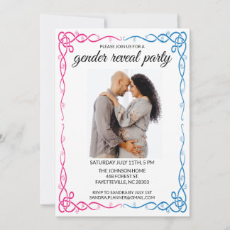 Minimalistisk Gender Visa fotoinbjudan till Party Inbjudningar
