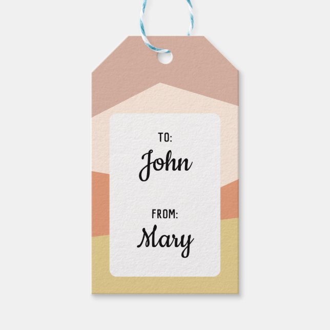 Minimalistisk geometri med presentmärkrn pastel fä presentetikett (Framsidan)