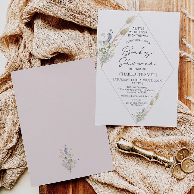 Minimalistisk Geometric Wildblomskuva Inbjudningar (Skapare uppladdad)