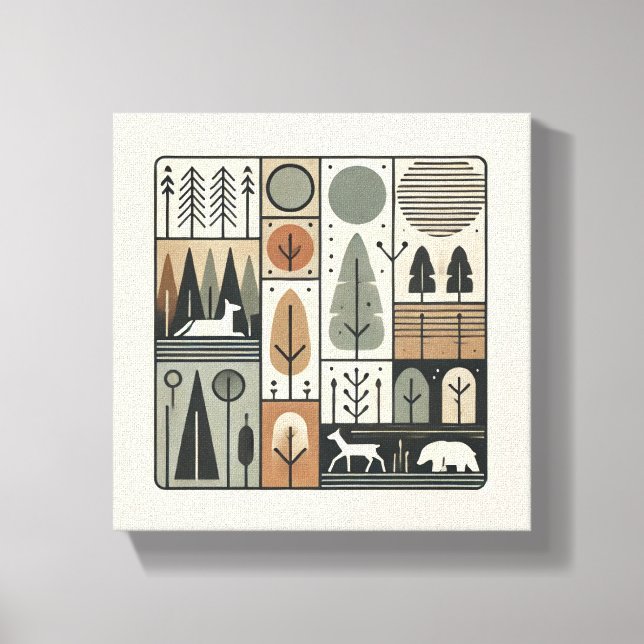 Minimalistisk geometrisk abstrakt träd art canvastryck (Framsida)