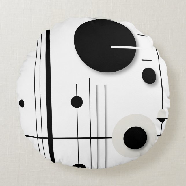 Minimalistisk geometrisk cirkel Symphony Linjer Rund Kudde (Framsidan)