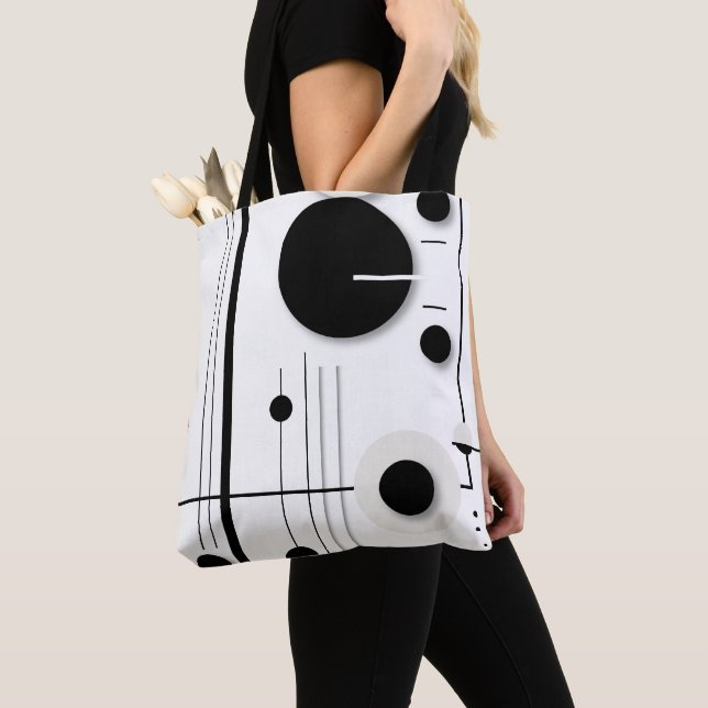 Minimalistisk geometrisk cirkel Symphony Linjer Tygkasse (Närbild)