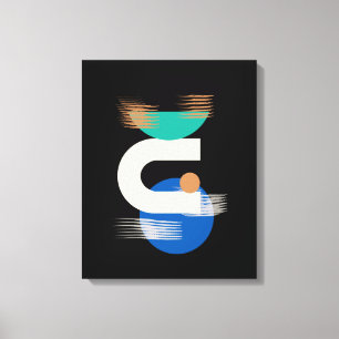 Minimalistisk geometrisk grafik på svart utdragen canvastryck