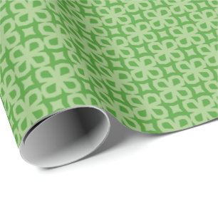 Minimalistisk geometrisk Grönt fyra Löv Klöver Presentpapper