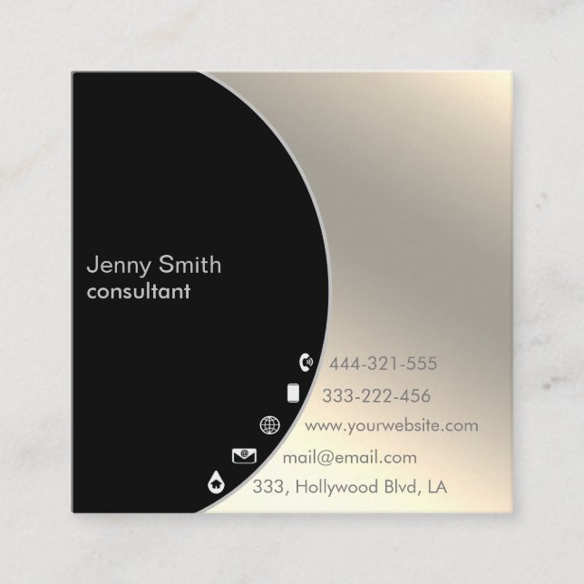 Minimalistisk geometrisk guld med enkel profession fyrkantigt visitkort (Framsida)