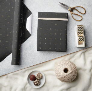 Minimalistisk Geometrisk Guld på Svart Presentpapper