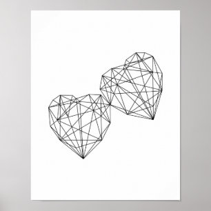 Minimalistisk geometrisk hearts-konst poster