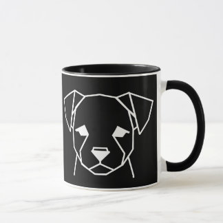 Minimalistisk geometrisk hund svart kaffemugg