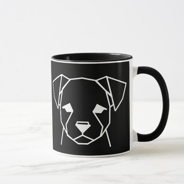 Minimalistisk geometrisk hund svart kaffemugg (Höger)