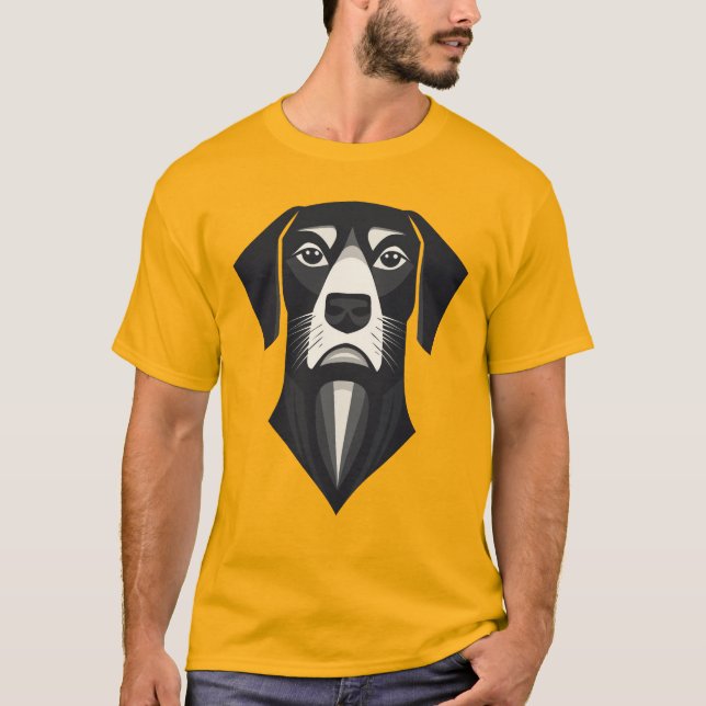 Minimalistisk Geometrisk Hund T Shirt (Framsida)