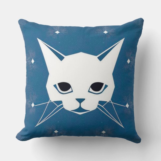 Minimalistisk geometrisk kattillustration kudde (Framsida)