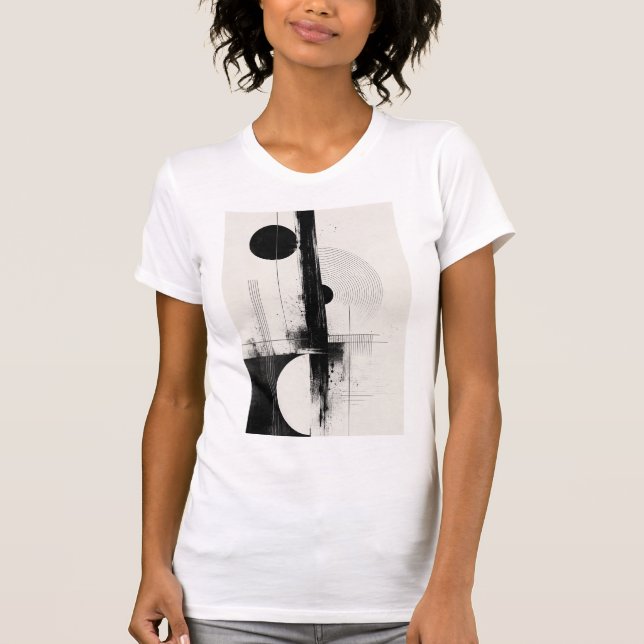 Minimalistisk Geometrisk Kontrast T Shirt (Framsida)