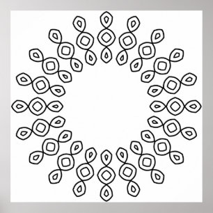 Minimalistisk geometrisk mandala-färgsida konst poster